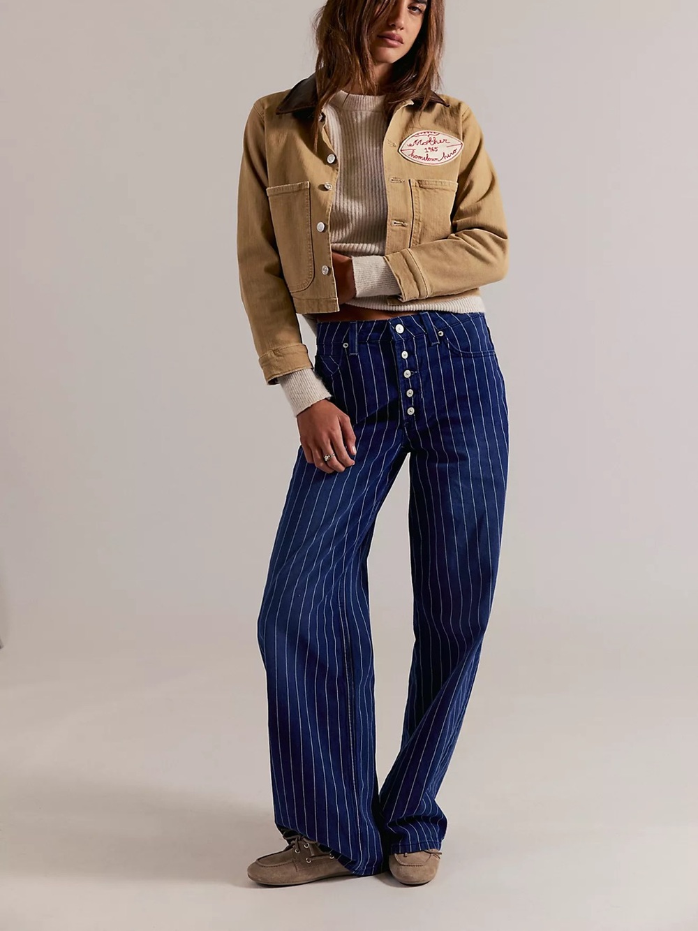We The Free Nia Striped Boyfriend Jeans